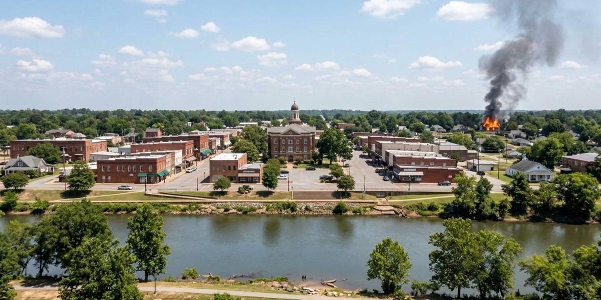 House on fire in Camden downtown.