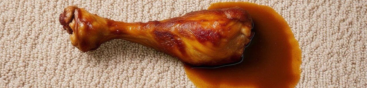 A gravy stain from a turkey leg in a lightcolored carpet-1