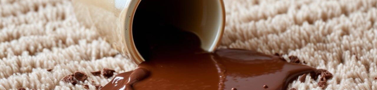 A mug of chocolate spilled in a lightcolored carpet-1