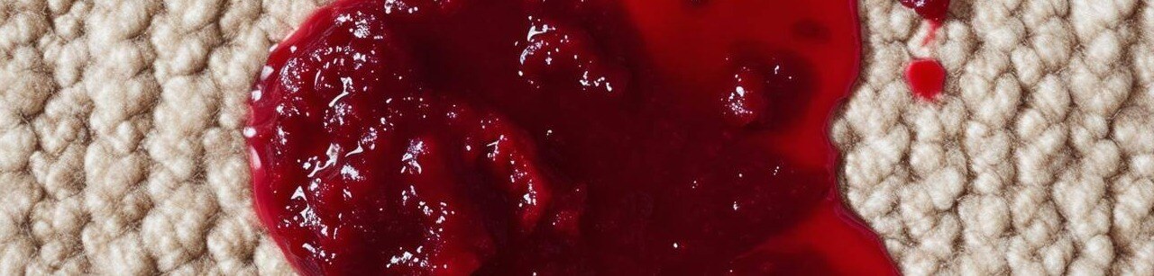 Spilled cranberry sauce on a lightcolored carpet-1