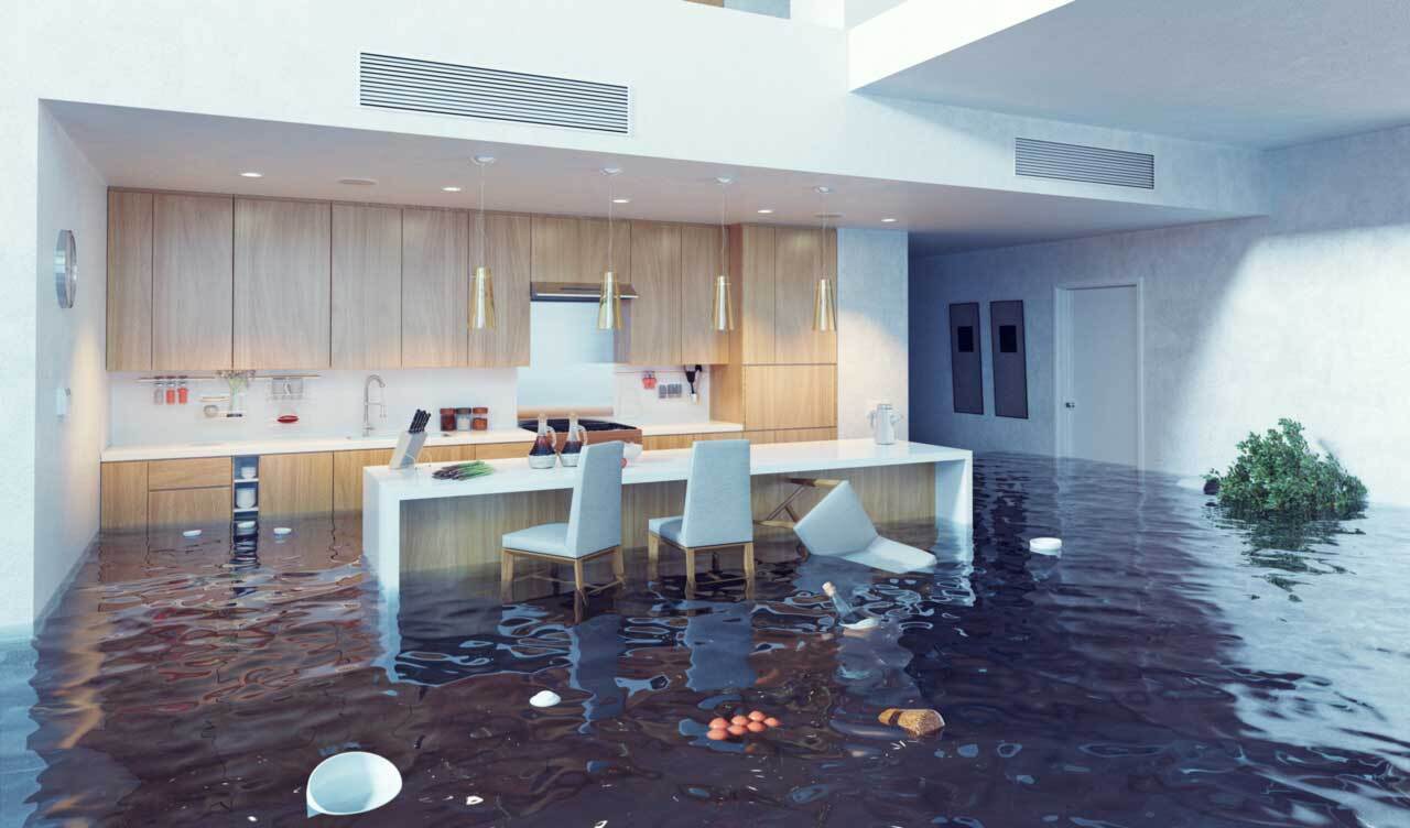 Flooding in luxurious kitchen