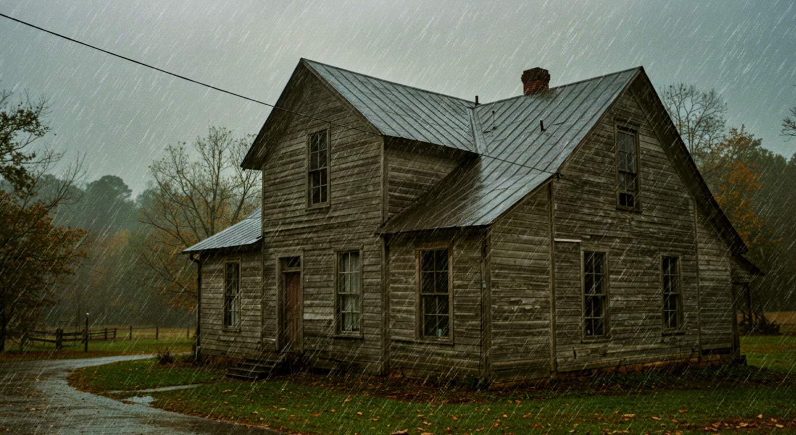 A home under heavy rain