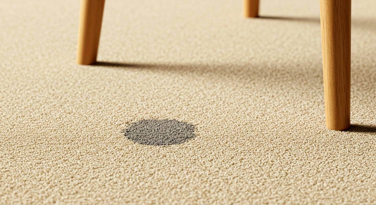 A patch of mold in a light-colored carpet.