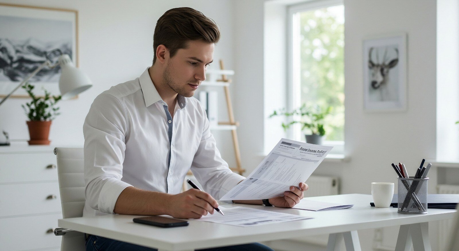 A man reviews their insurance coverage.