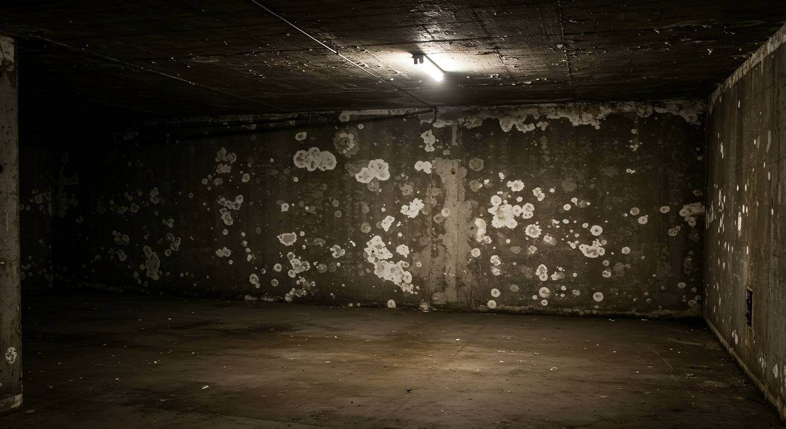 A basement with mold.